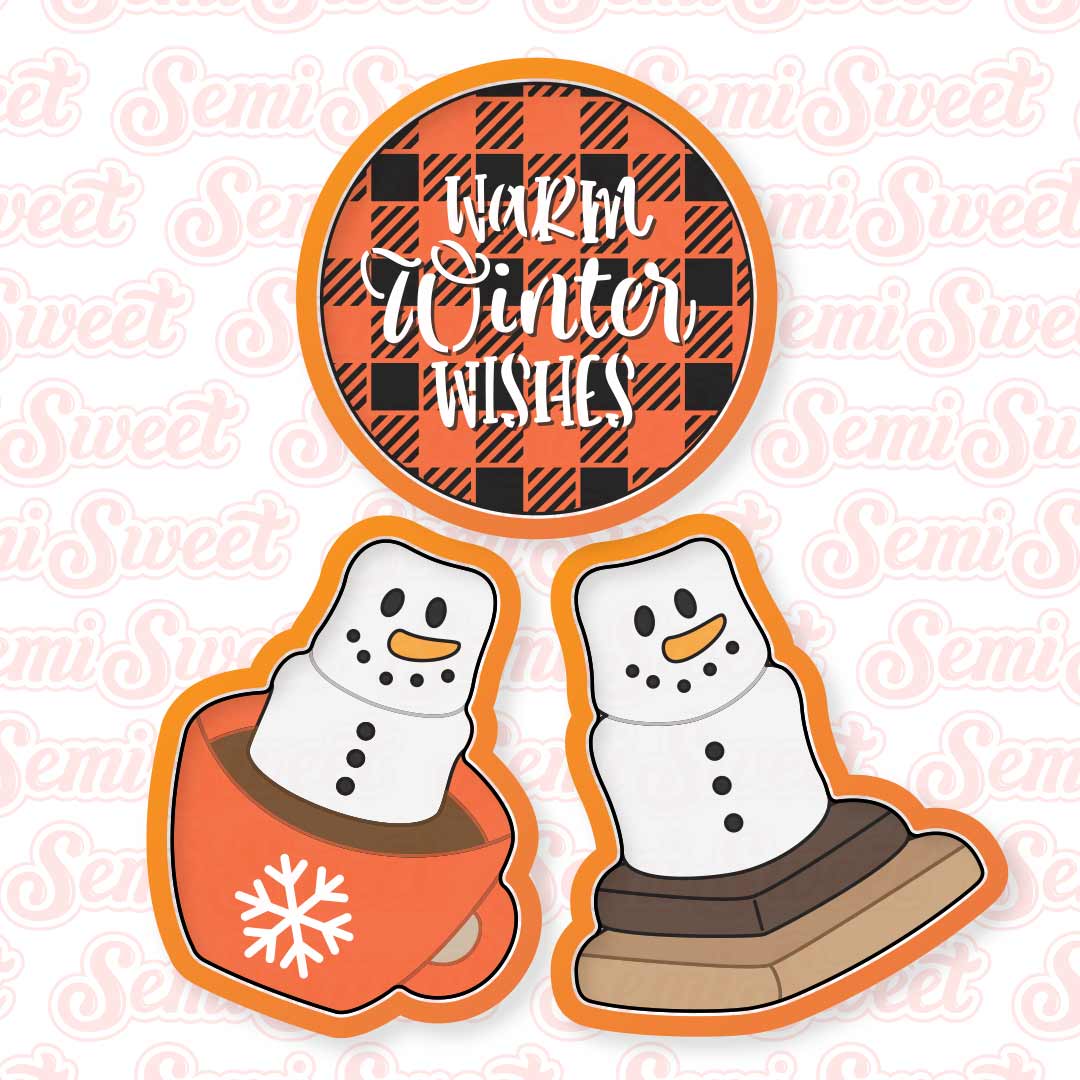 marshmallow snowman cookie platter cutter set
