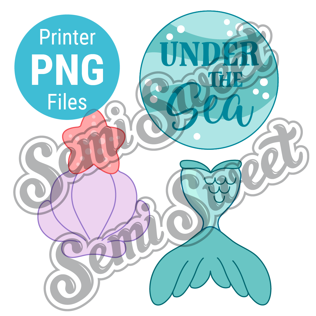 Mermaid Cookie Platter Set - PNG Images | Semi Sweet Designs