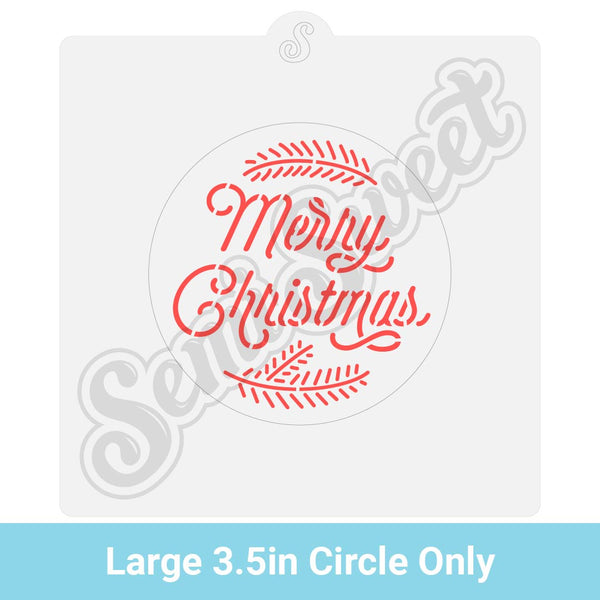 Merry Christmas Pine Circle Stencil