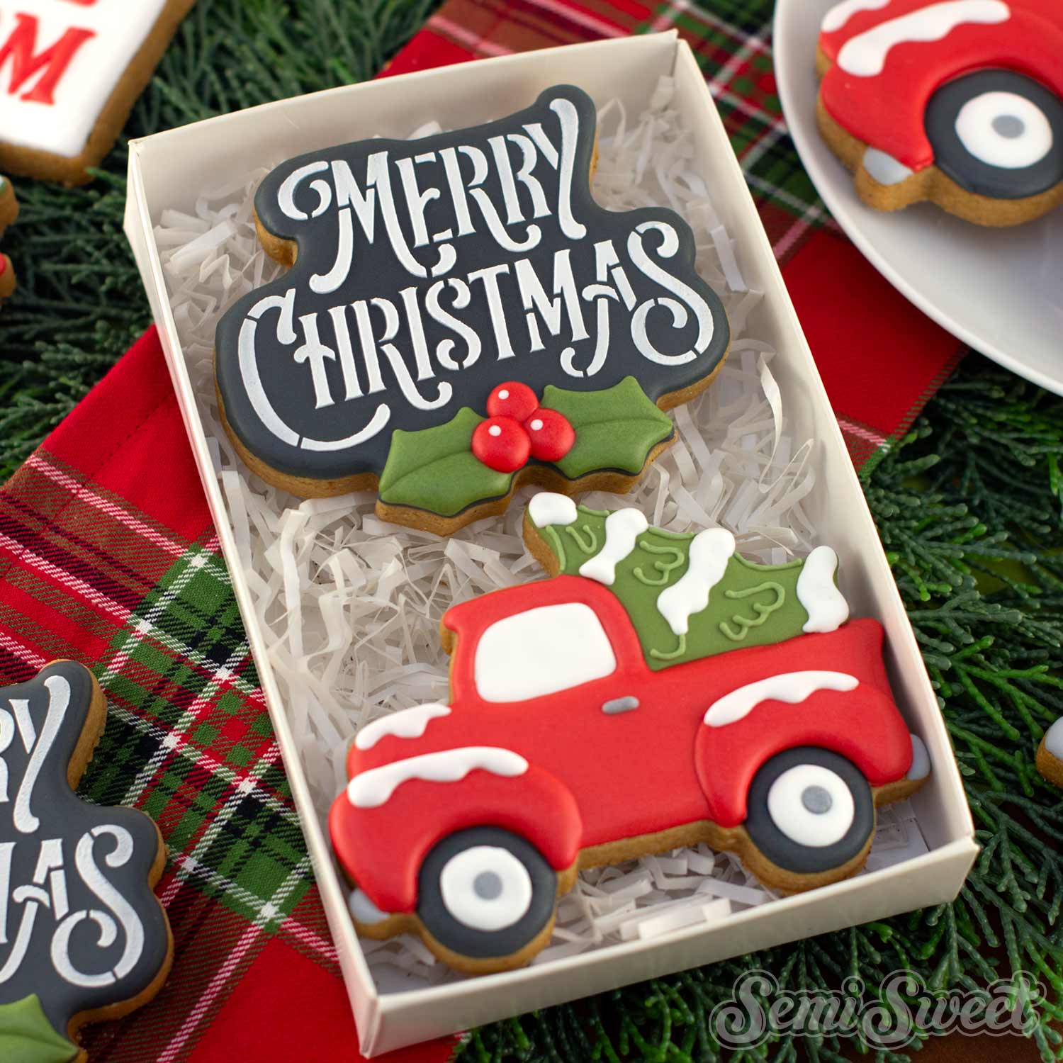 Christmas truck with tree cookie cutter