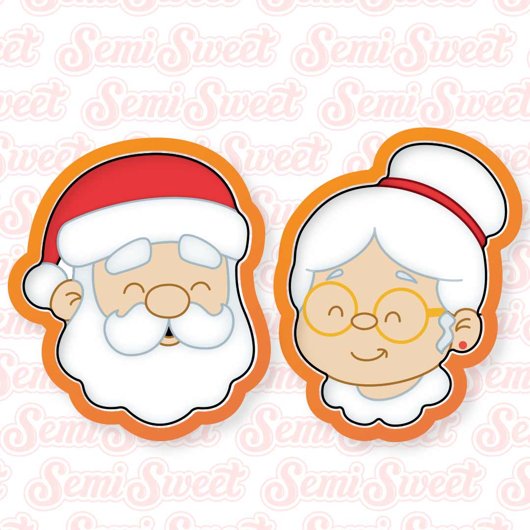 santa and Mrs. Claus cookie cutter set