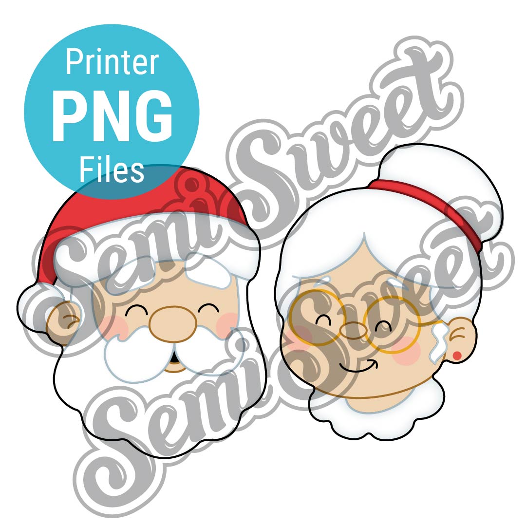 Santa Claus and Mrs. Claus Face Cookie Cutter Set made by Semi Sweet Designs