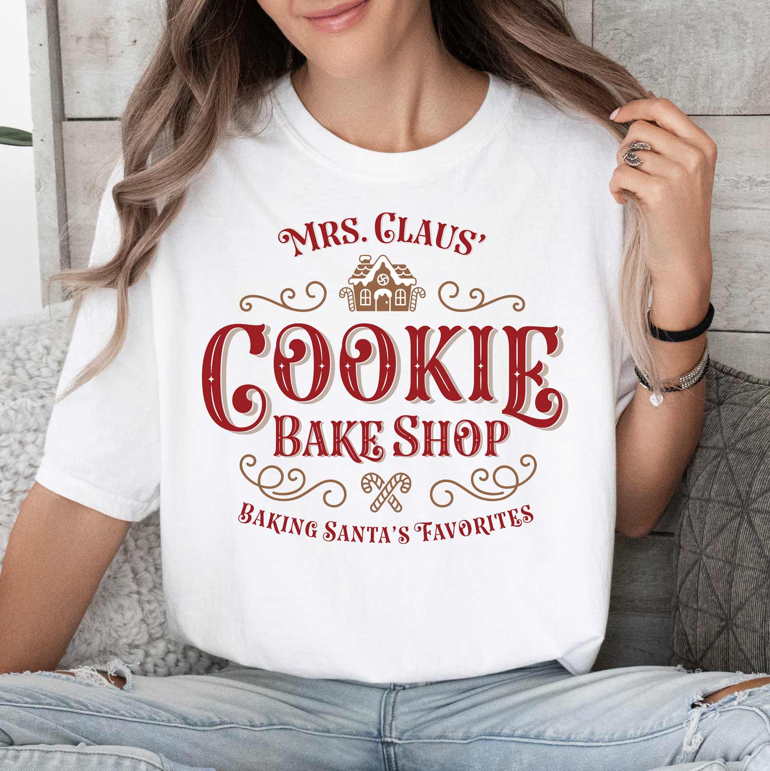 mrs. claus' cookie bake shop shirt