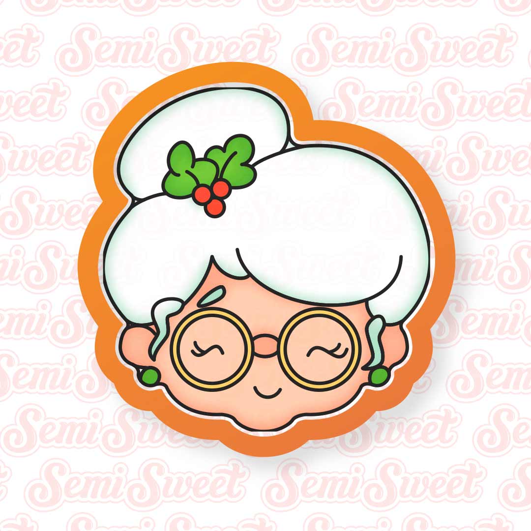 Cookie Mrs. Claus Head Cookie Cutter | Semi Sweet Designs