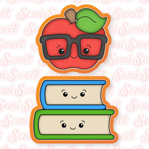 Nerdy Apple on Books Cookie Cutter Set