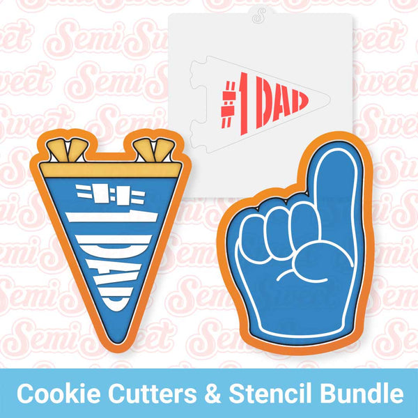 No.1 Dad Sports Cookie Cutter & Stencil Bundle