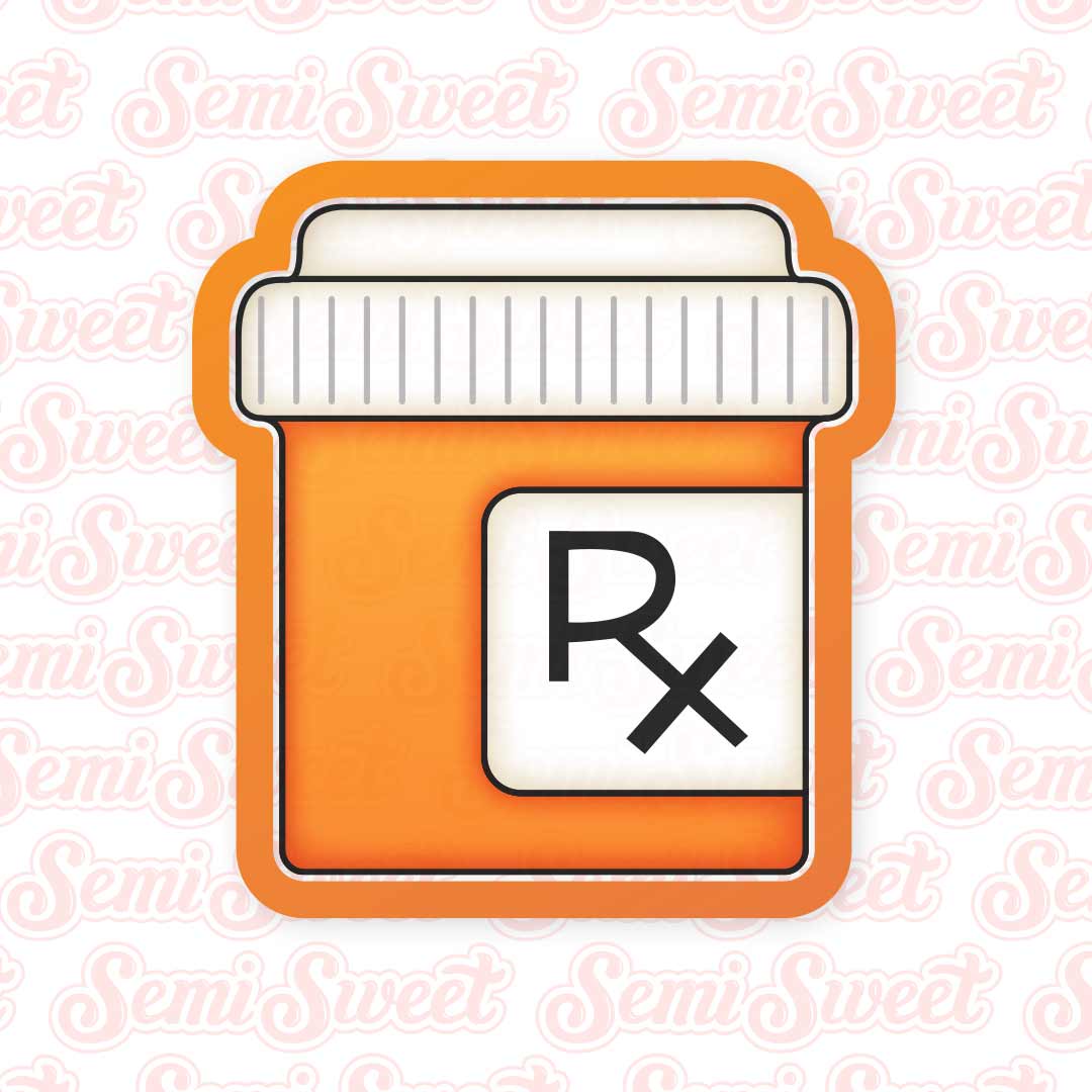 Prescription Pill Bottle Cookie Cutter | Semi Sweet Designs