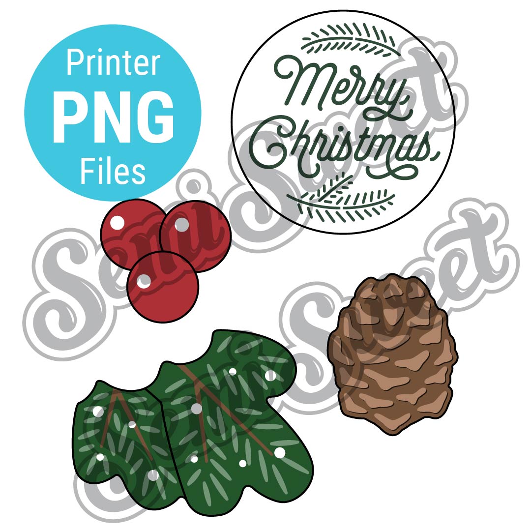 Pine Wreath with Pine Cone & Berries Cookie Platter Set - PNG Images | Semi Sweet Designs