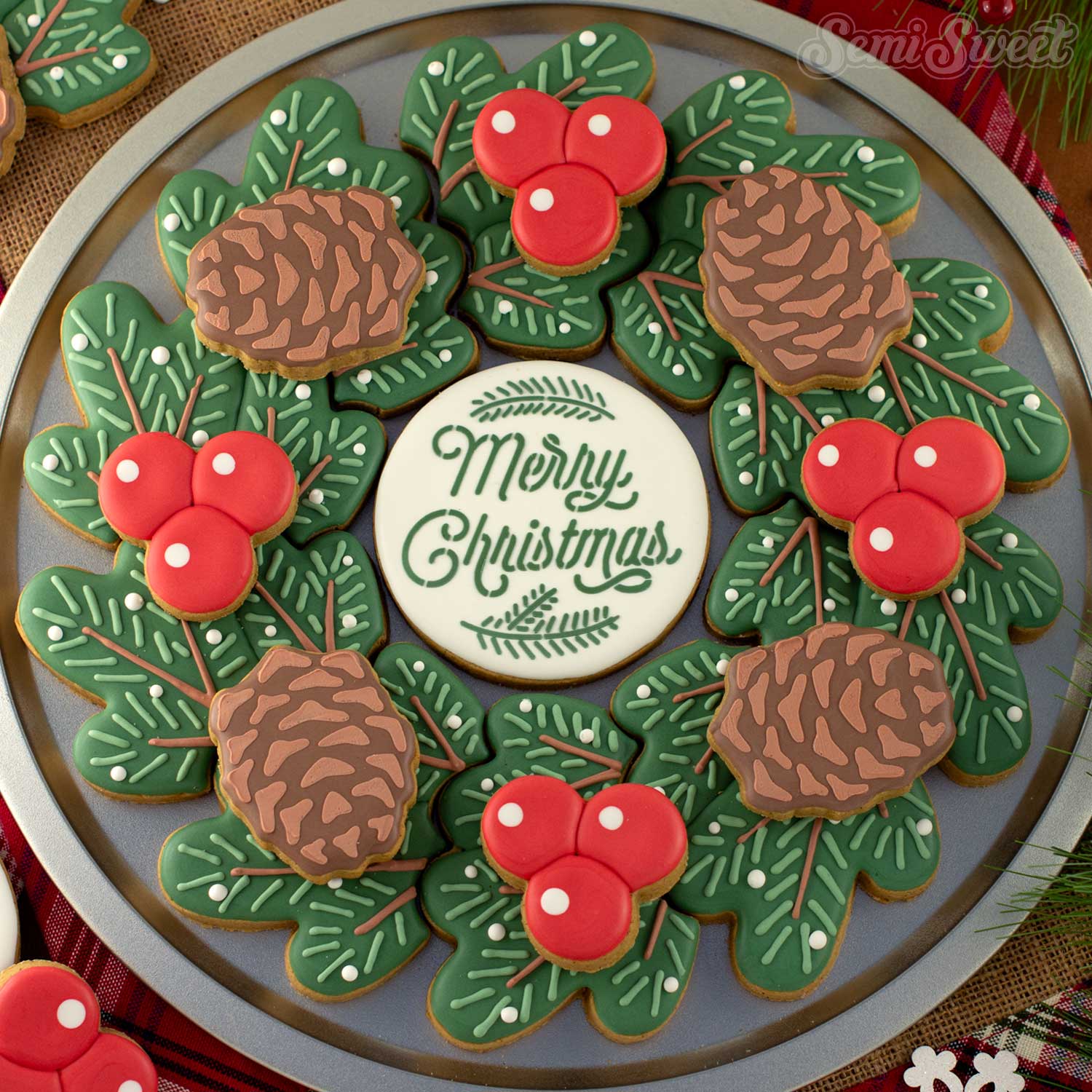 pine wreath platter cookie cutter set
