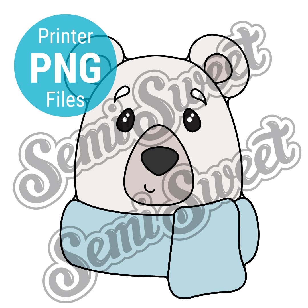Polar Bear with Scarf Cookie Cutter - PNG Images | Semi Sweet Designs