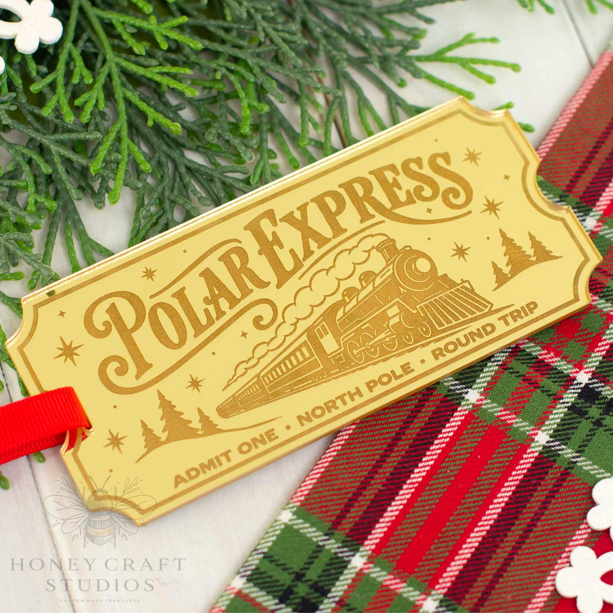 Personalized Polar Express Golden Ticket Christmas Ornament