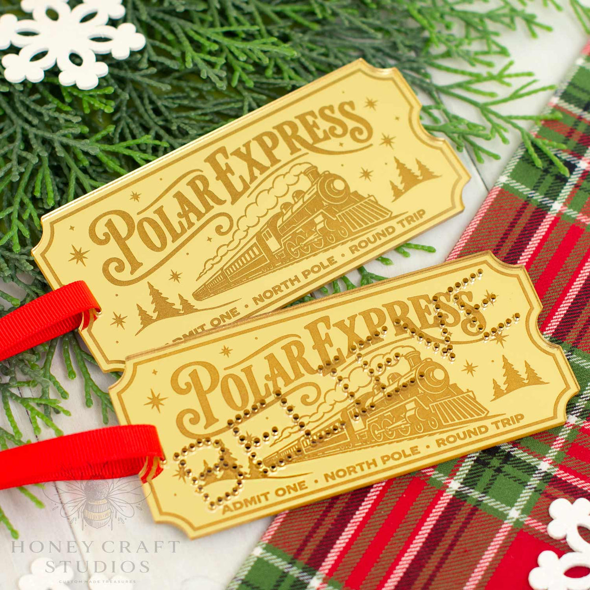 Personalized Polar Express Golden Ticket Christmas Ornament