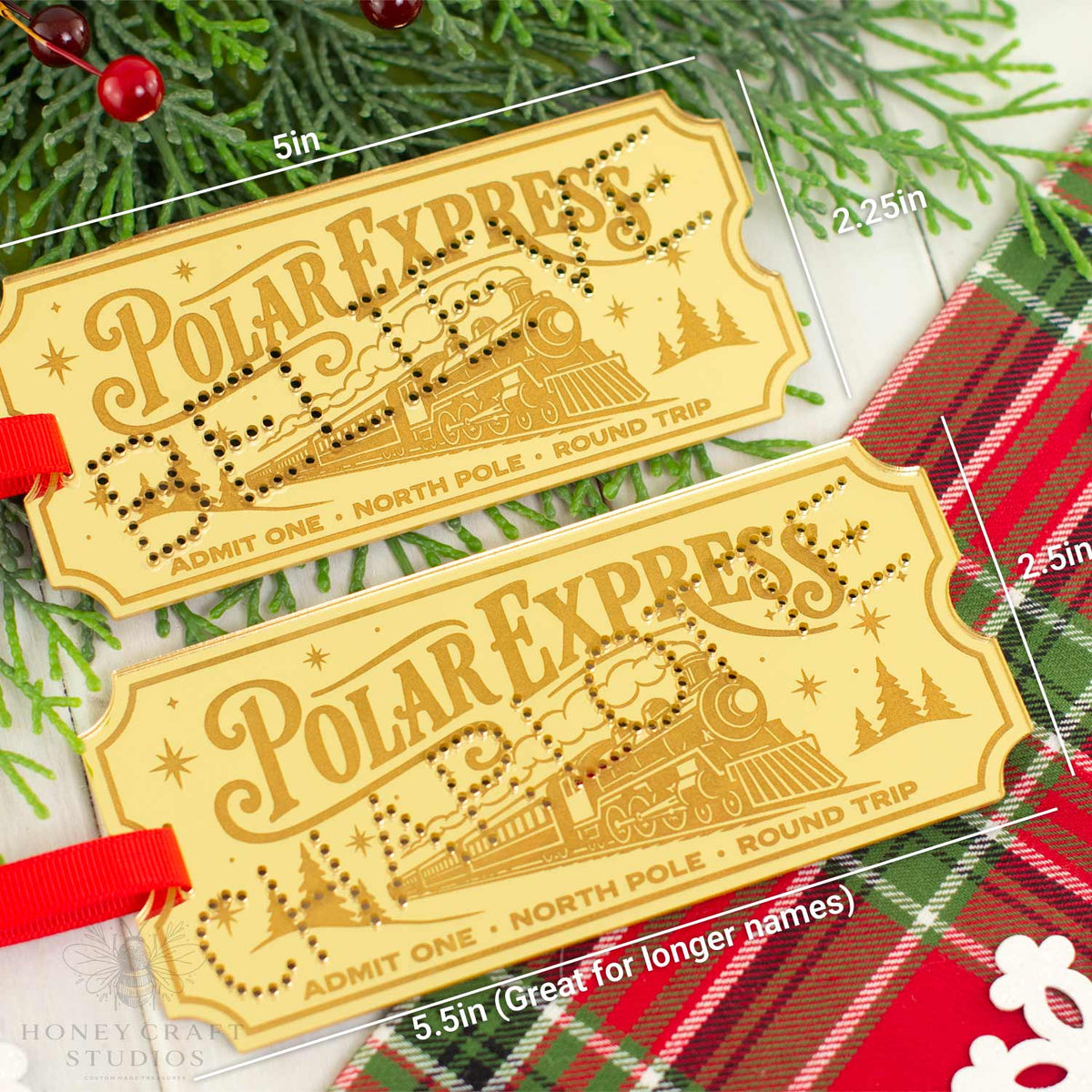 Personalized Polar Express Golden Ticket Christmas Ornament