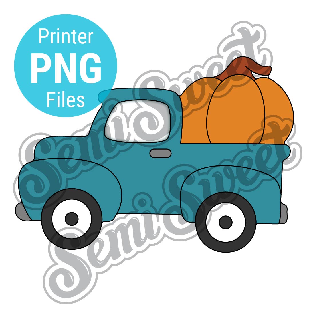 Truck with Pumpkin Cookie Cutter - PNG Images | Semi Sweet Designs