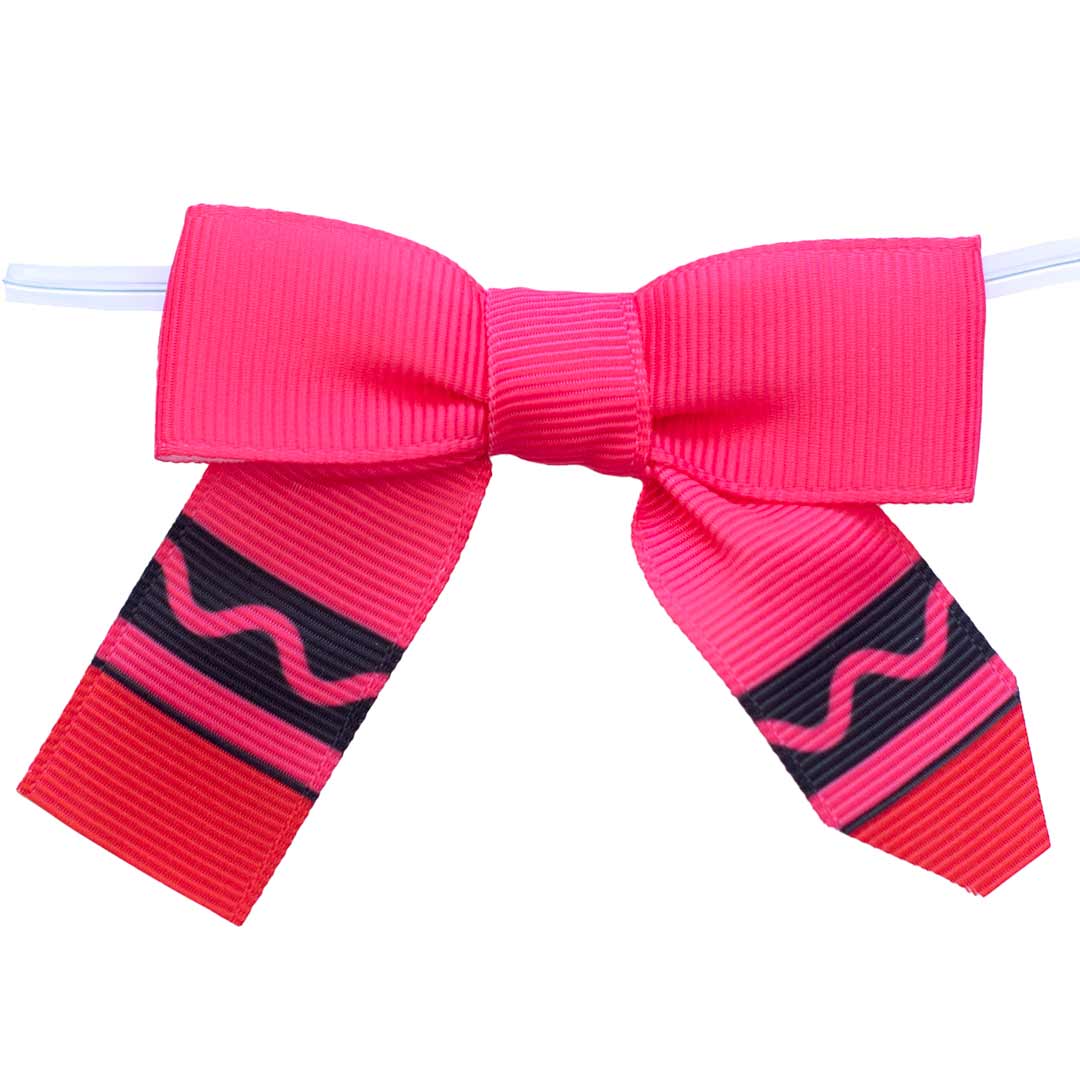 red crayon grosgrain pre-tied bow with twist tie