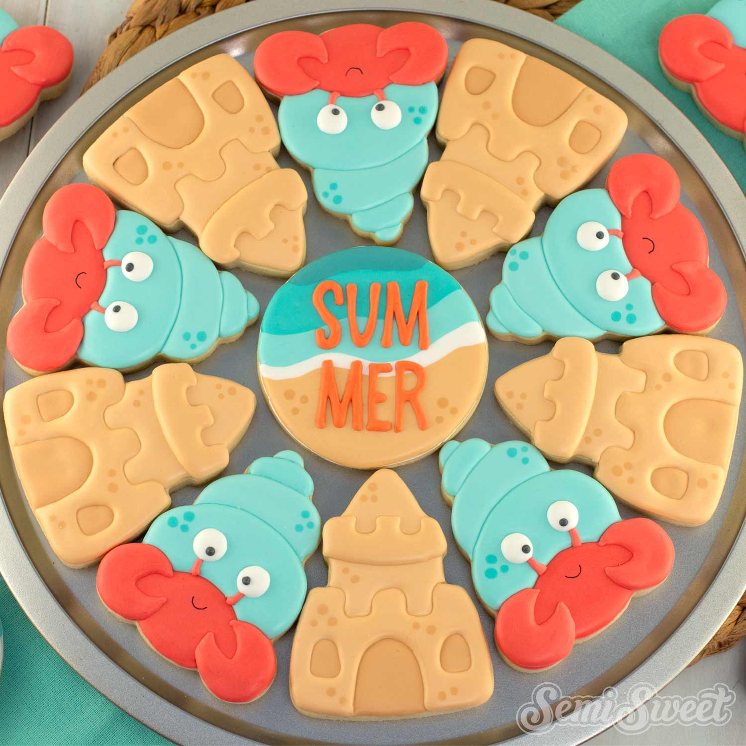 Sand Castle Hermit Crab Cookie Platter Set