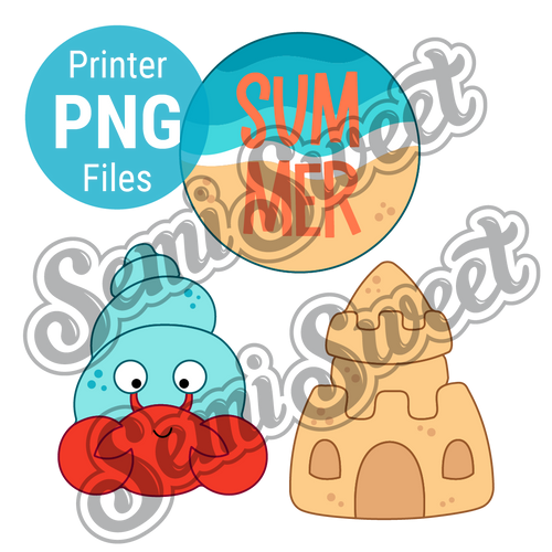 Sand Castle Hermit Crab Platter Set - PNG Images