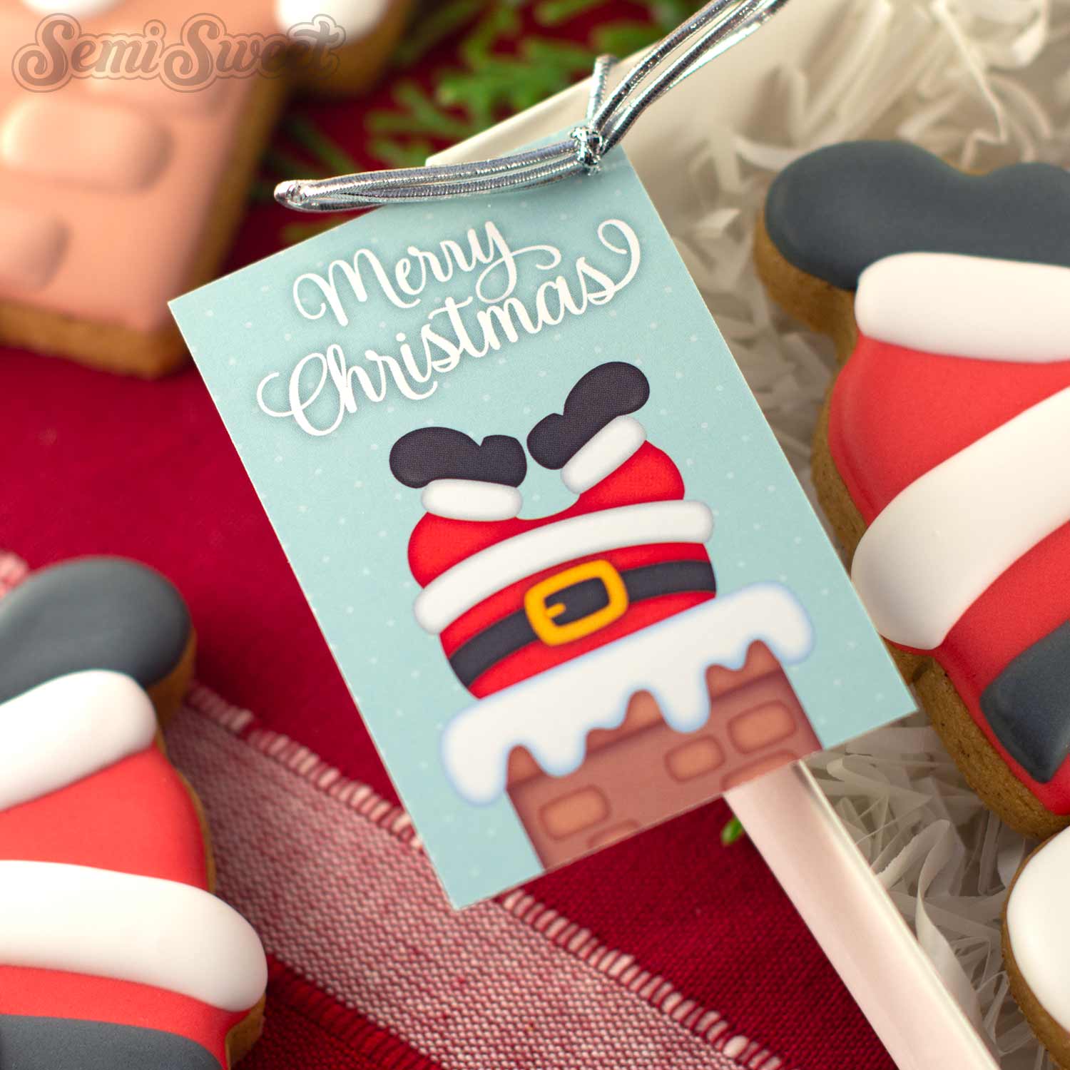 Santa in Chimney 2" x 3" Tag - Pack of 25