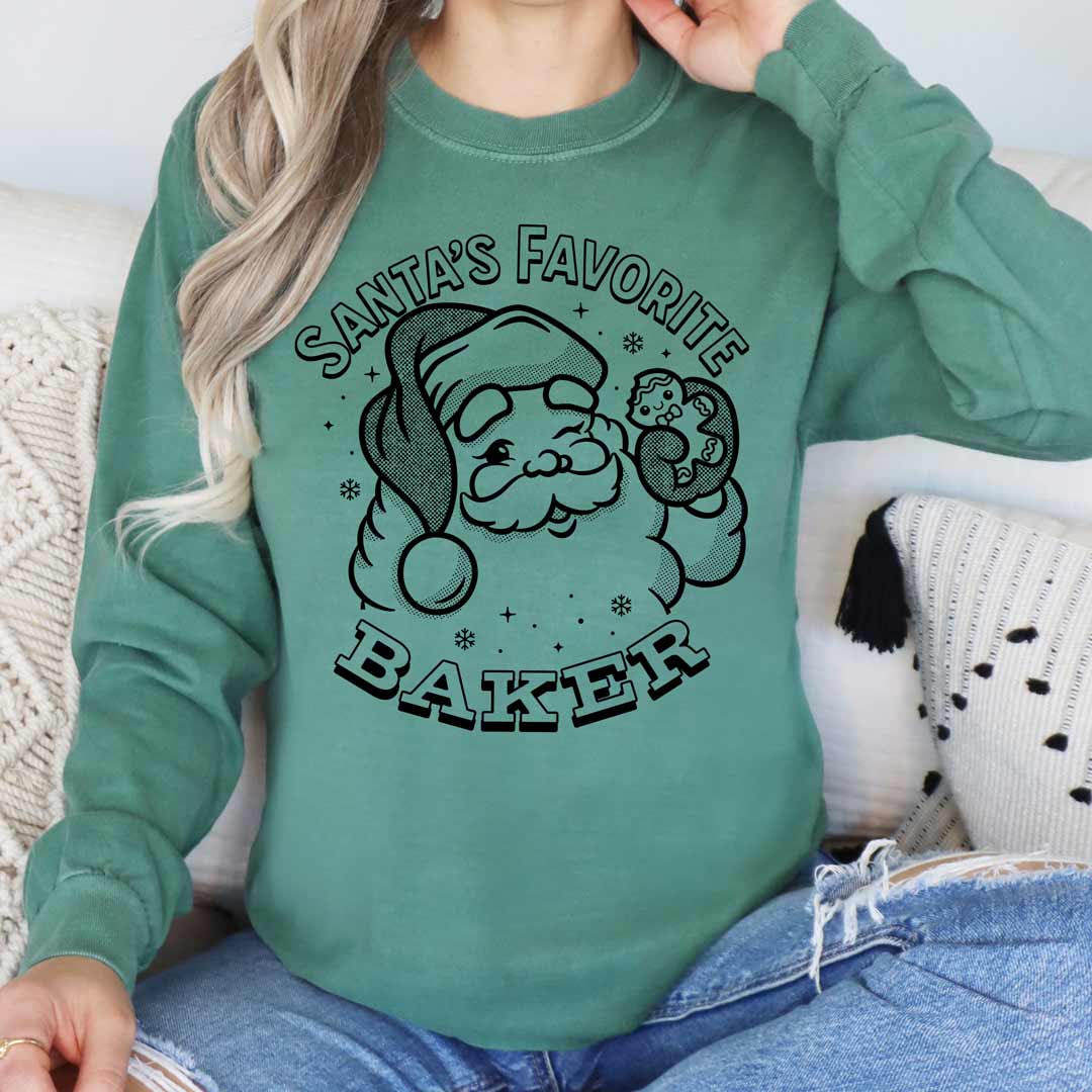 Santa's Favorite Baker (Black Ink) Unisex Long Sleeve T-Shirt