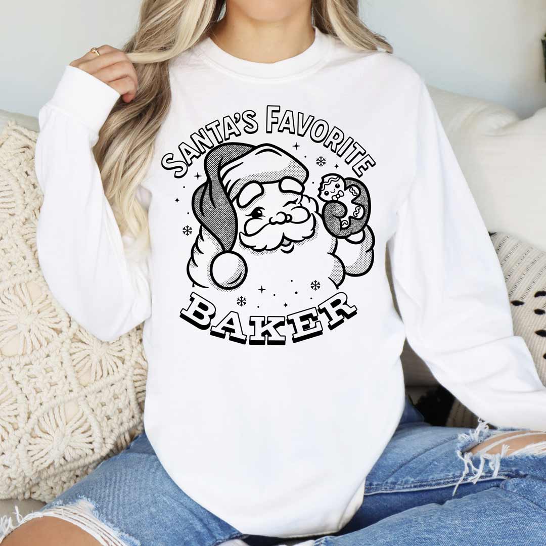 Santa's Favorite Baker (Black Ink) Unisex Long Sleeve T-Shirt