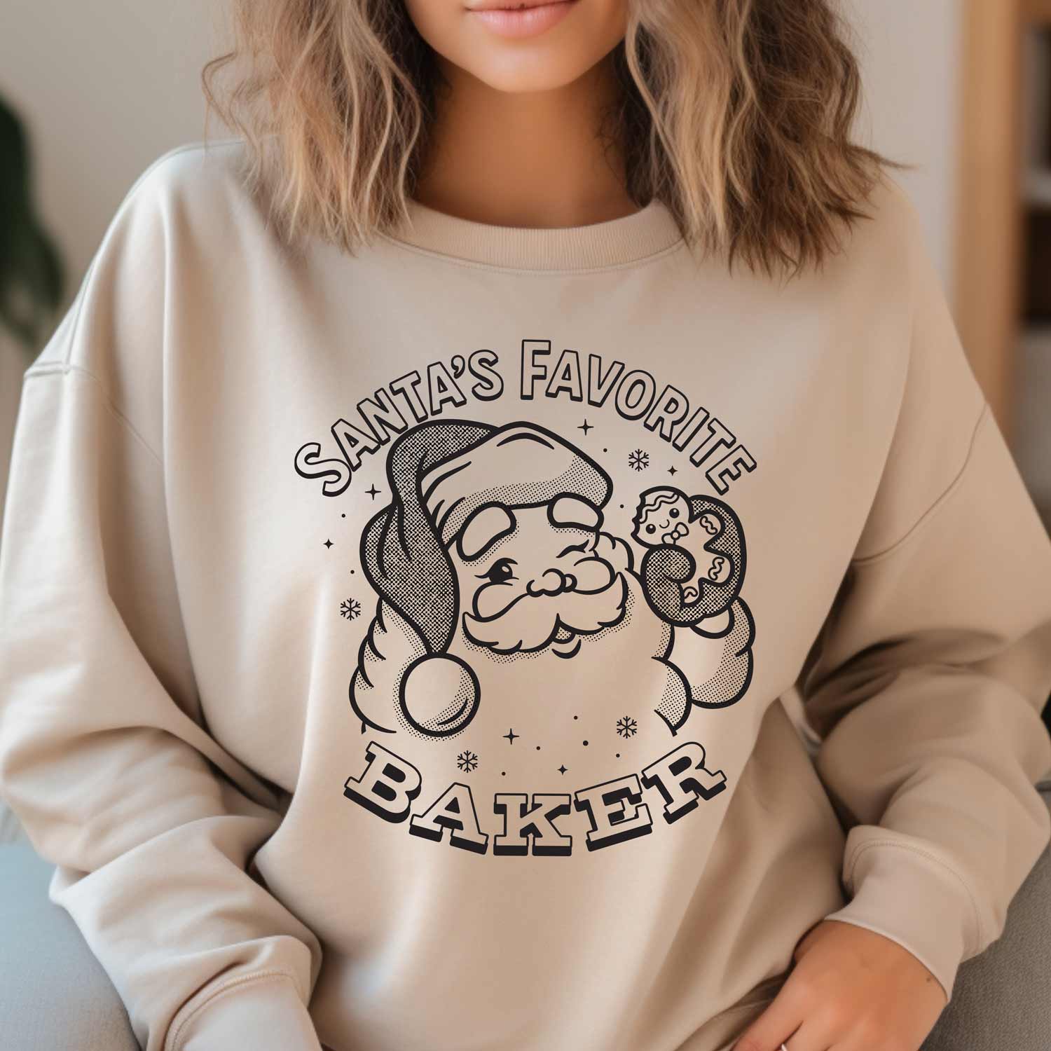 Santa's Favorite Baker (Black Ink) Unisex Sweatshirt