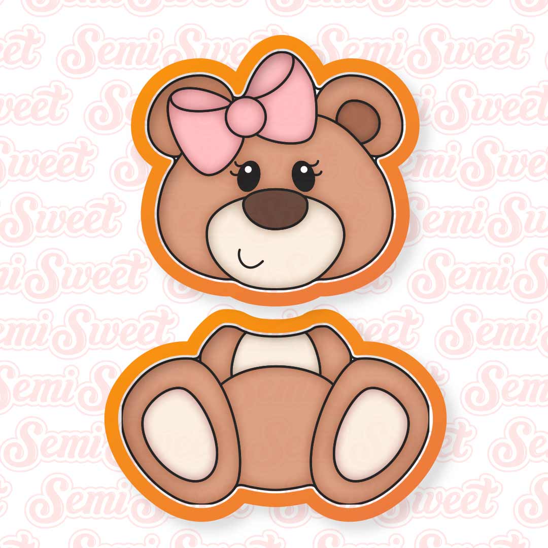 2-Piece Sitting Girl Bear Cookie Cutter Set