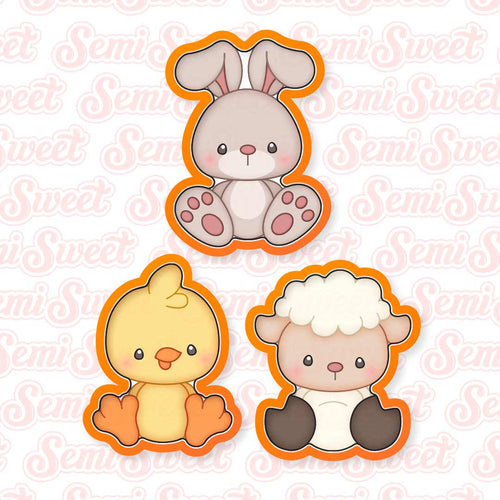 3-Piece Chubby Easter Animals Cookie Cutter Set