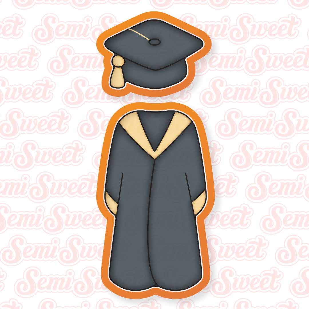 Skinny Graduation Cap & Gown Cookie Cutter Set
