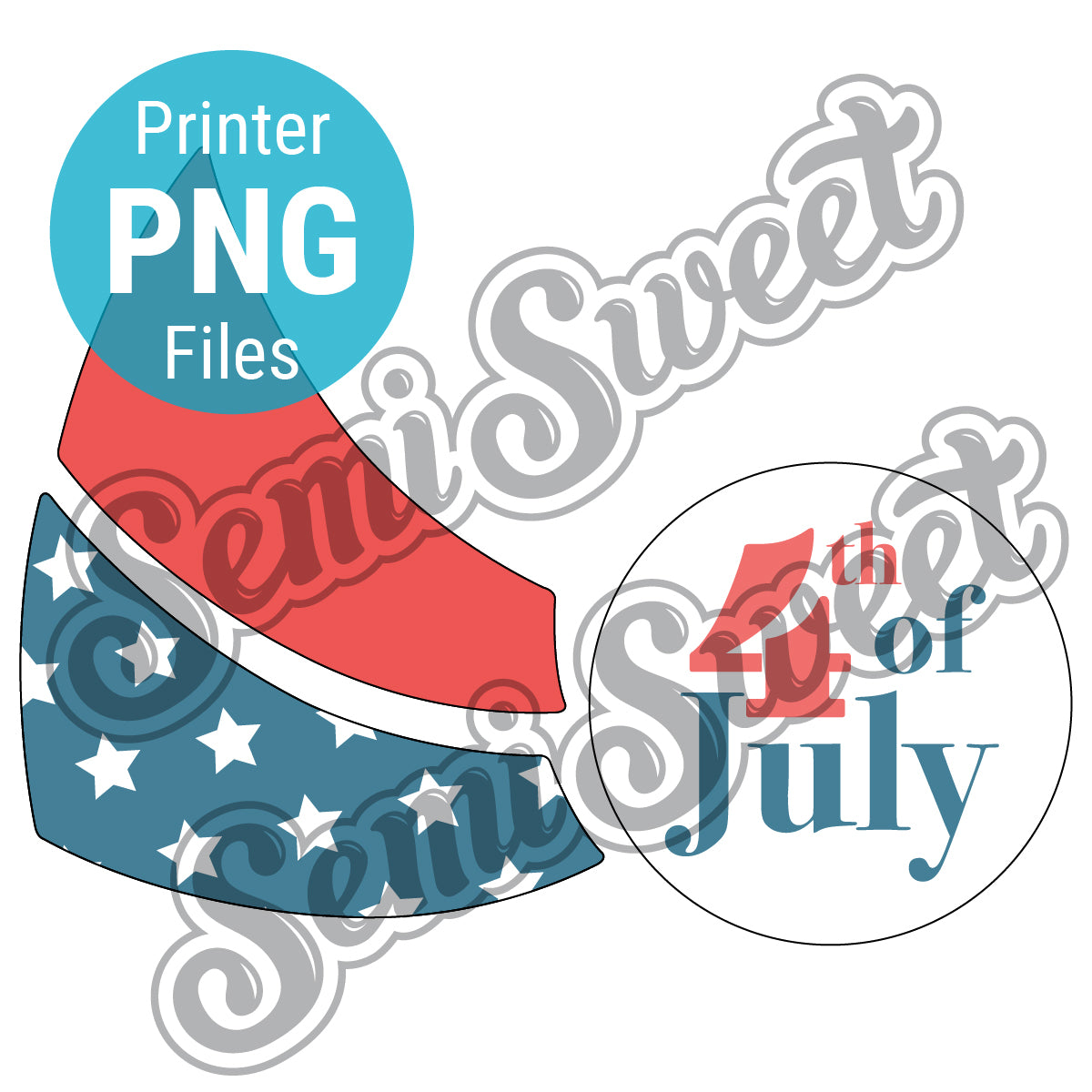 a red spiral, a blue and white spiral, and a center circle design PNG by Semi Sweet Designs