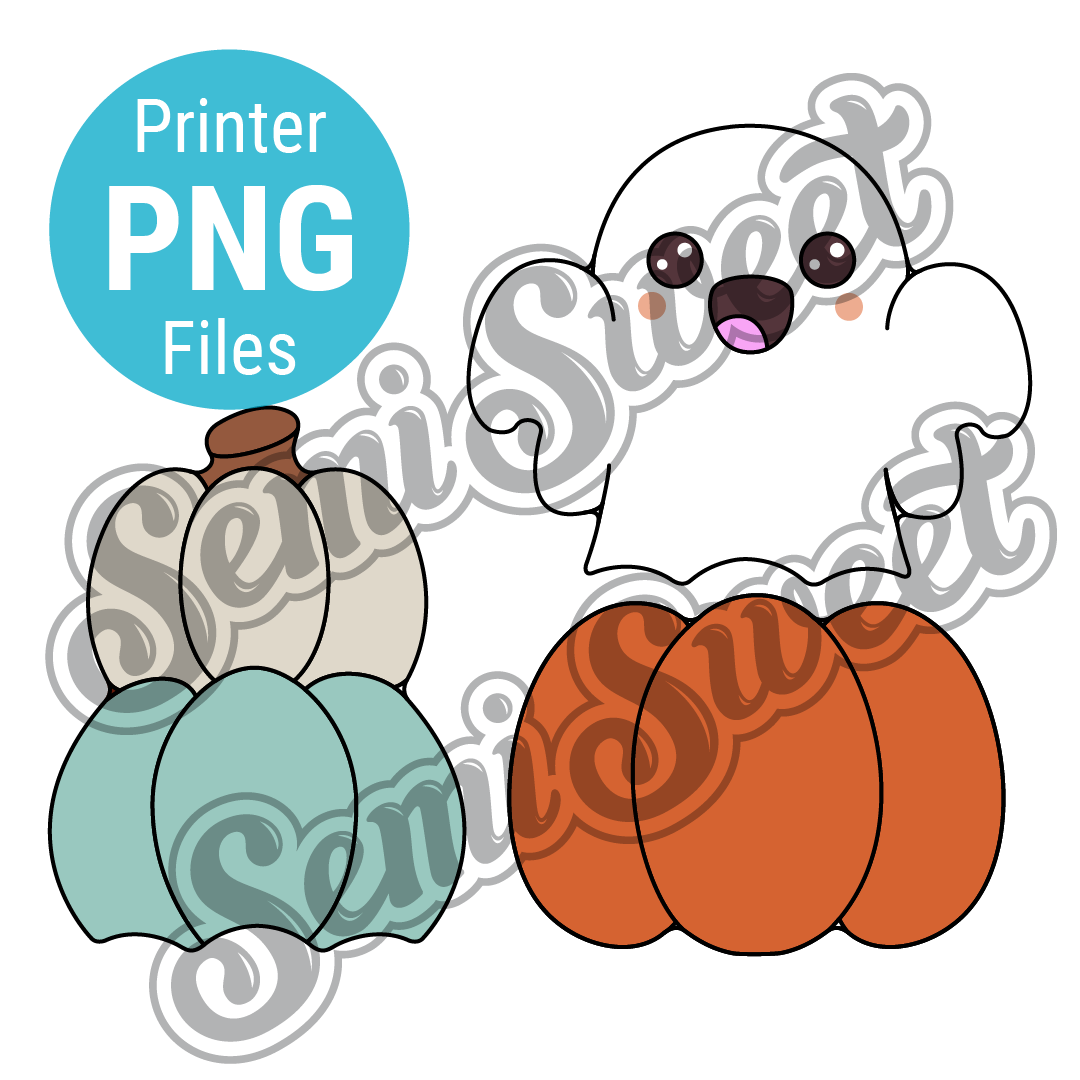 3-Piece Stacked Pumpkin & Ghost Set - PNG Images