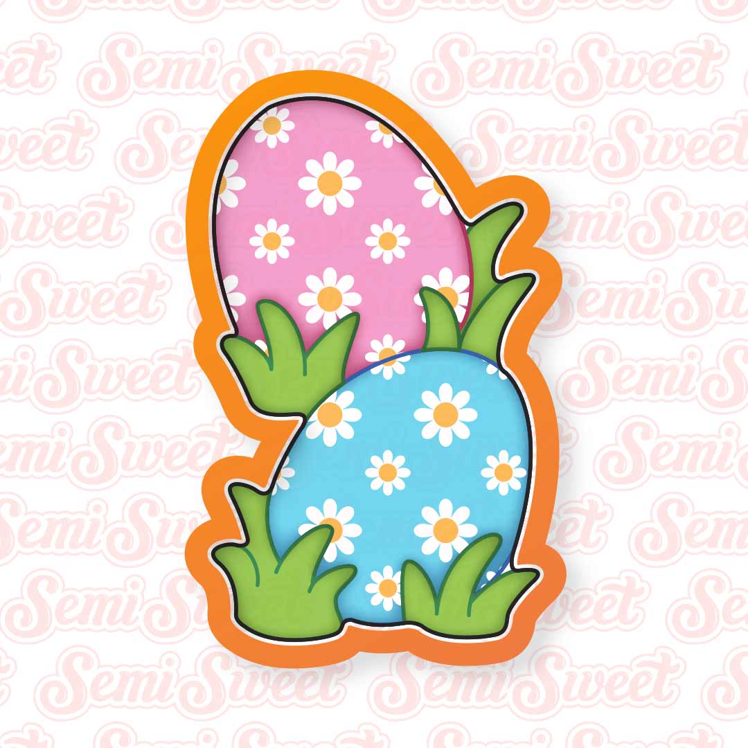 Pair of Eggs in Grass Cookie Cutter | Semi Sweet Designs