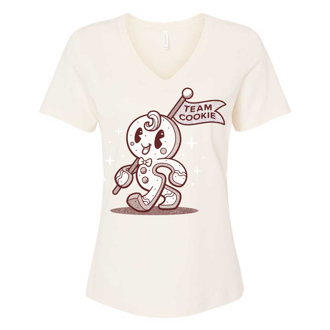 Team Cookie Gingerbread Man Ladies V-Neck T-Shirt