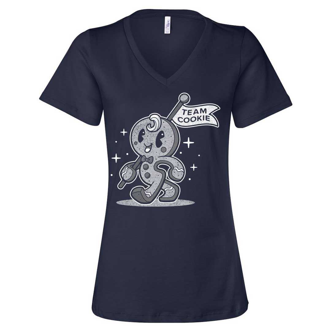 Team Cookie Gingerbread Man Ladies V-Neck T-Shirt