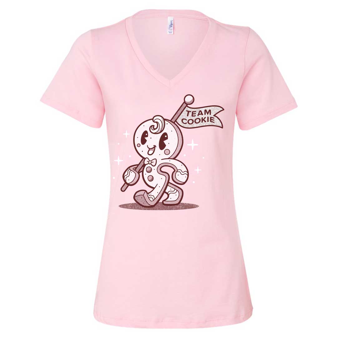 Team Cookie Gingerbread Man Ladies V-Neck T-Shirt