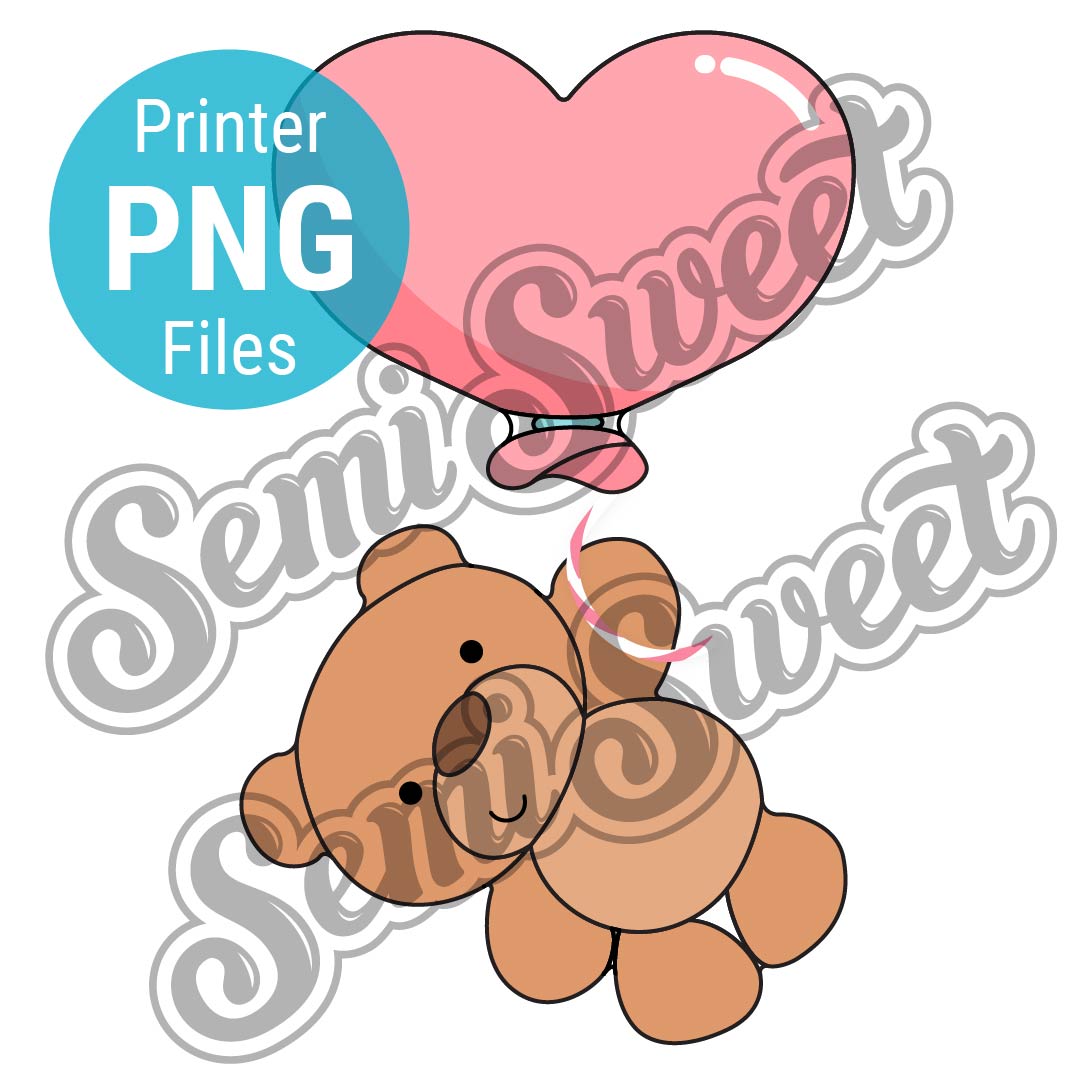Teddy Bear and Heart Balloon Set - PNG Images