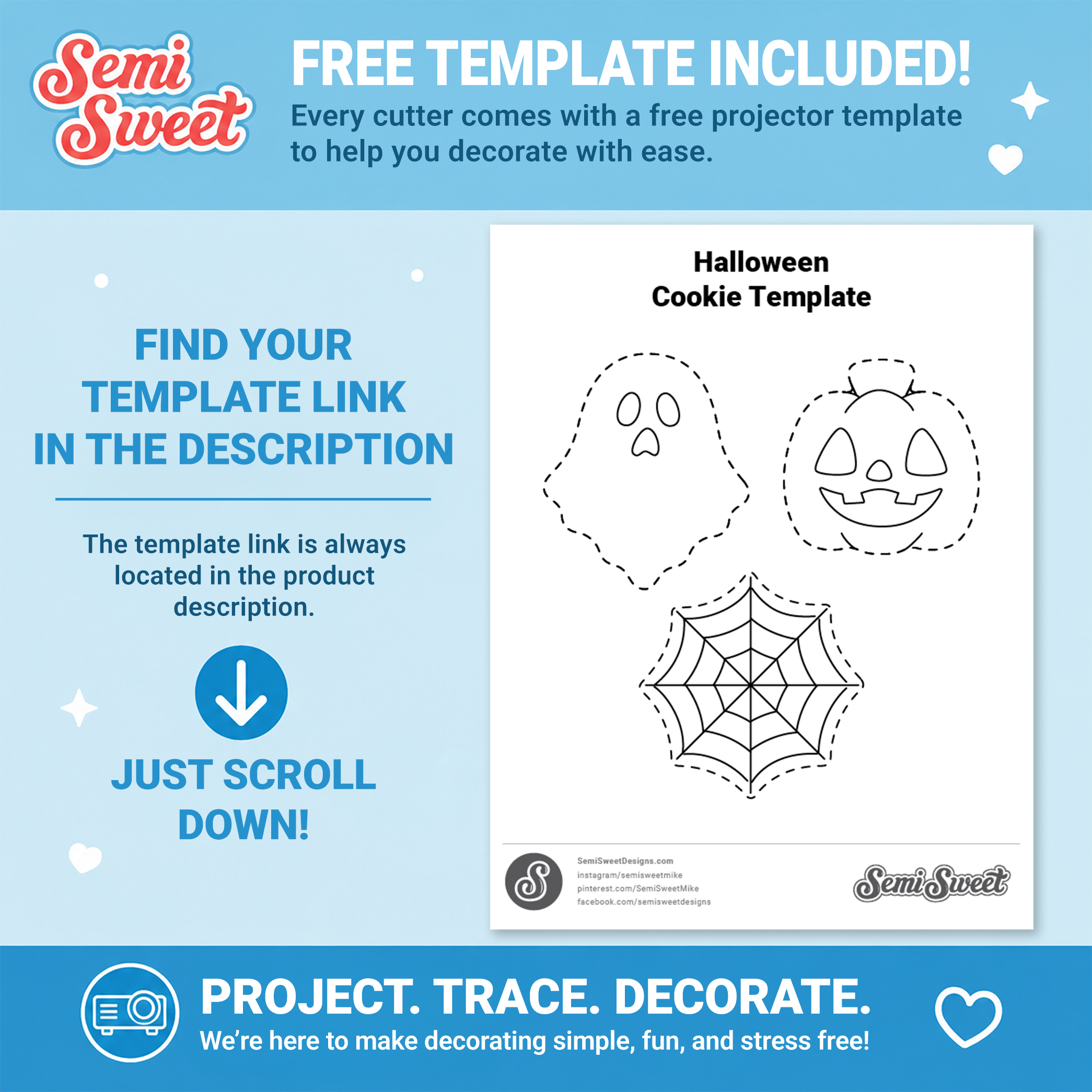 instructions to download free projector template by using the link in the description