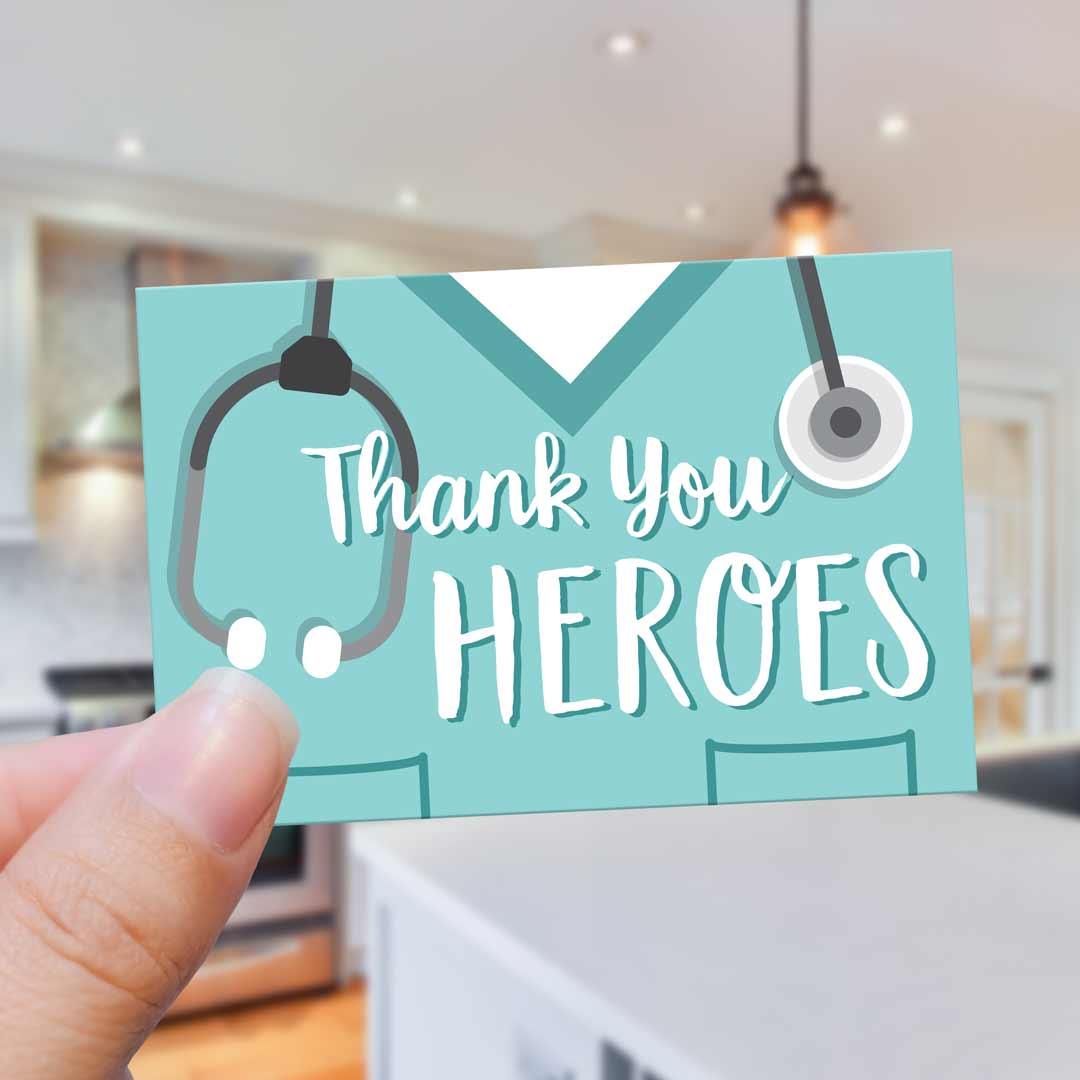 Medical Scrubs Thank You HEROES  2" x 3" Tag - Pack of 25
