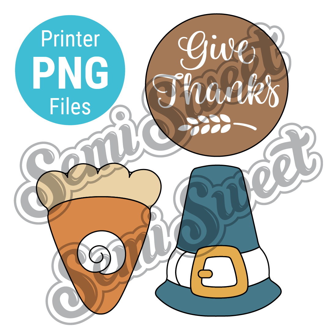 Pilgrim Hat & Pie Platter Set - PNG Images | Semi Sweet Designs