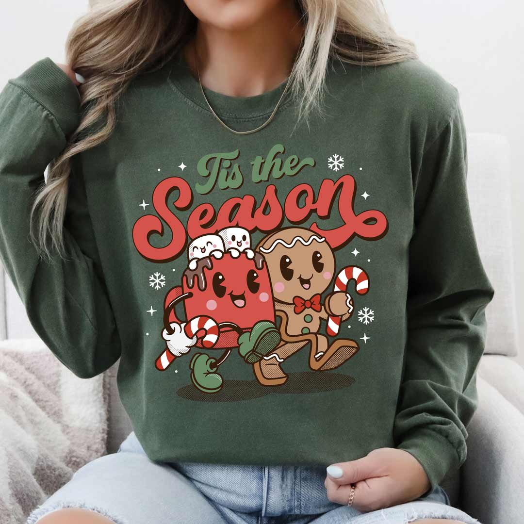 Tis the Season Gingerbread Hot Cocoa Unisex Long Sleeve T-Shirt