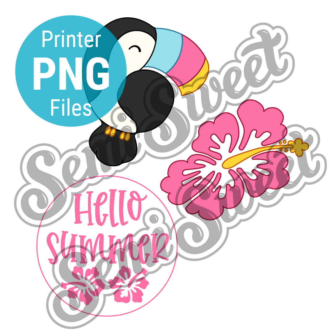 Toucan Hibiscus Platter Set - PNG Images | Semi Sweet Designs