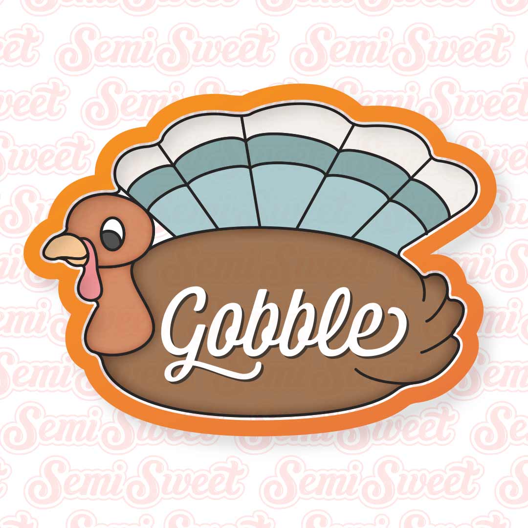 Wide Turkey Plaque Cookie Cutter | Semi Sweet Designs