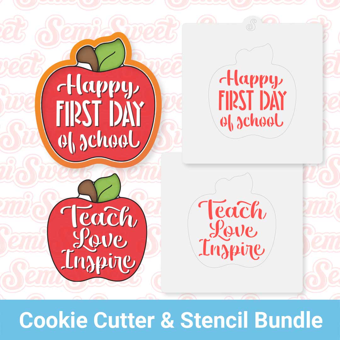 3-Pc Apple Plaque Cookie Cutter & Stencils Bundle