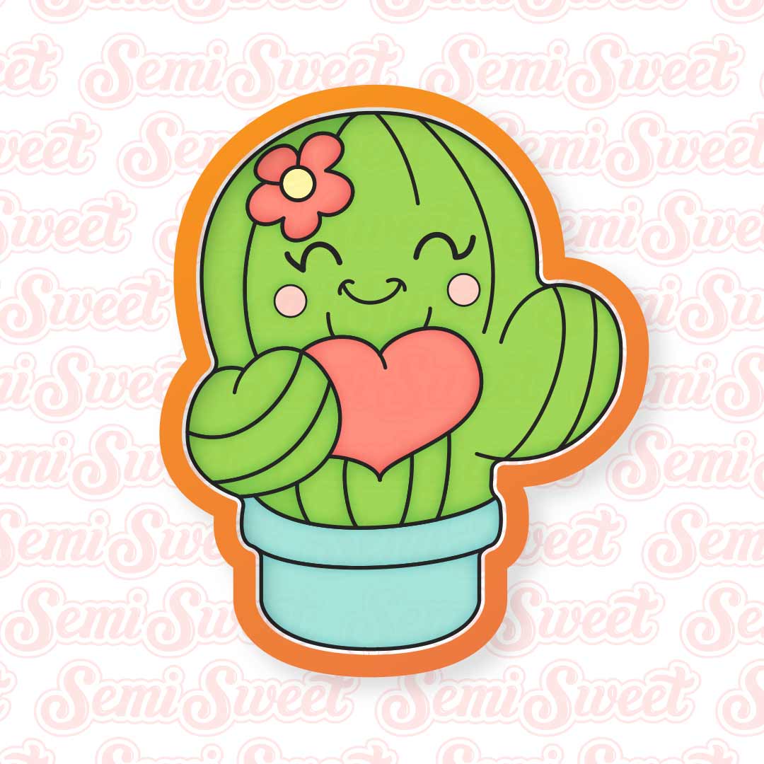 Valentine Cactus Cookie Cutter | Semi Sweet Designs