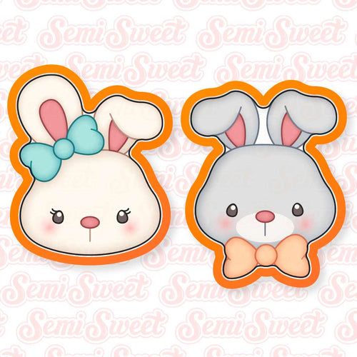 2-Piece Wide Bunny Heads Cookie Cutter Set