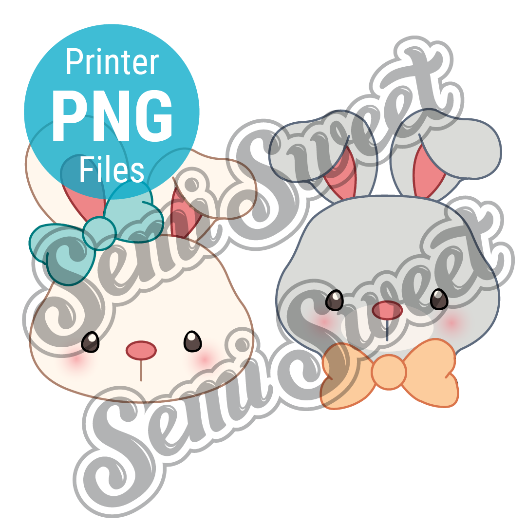 2-Piece Wide Bunny Heads Set - PNG Images | Semi Sweet Designs