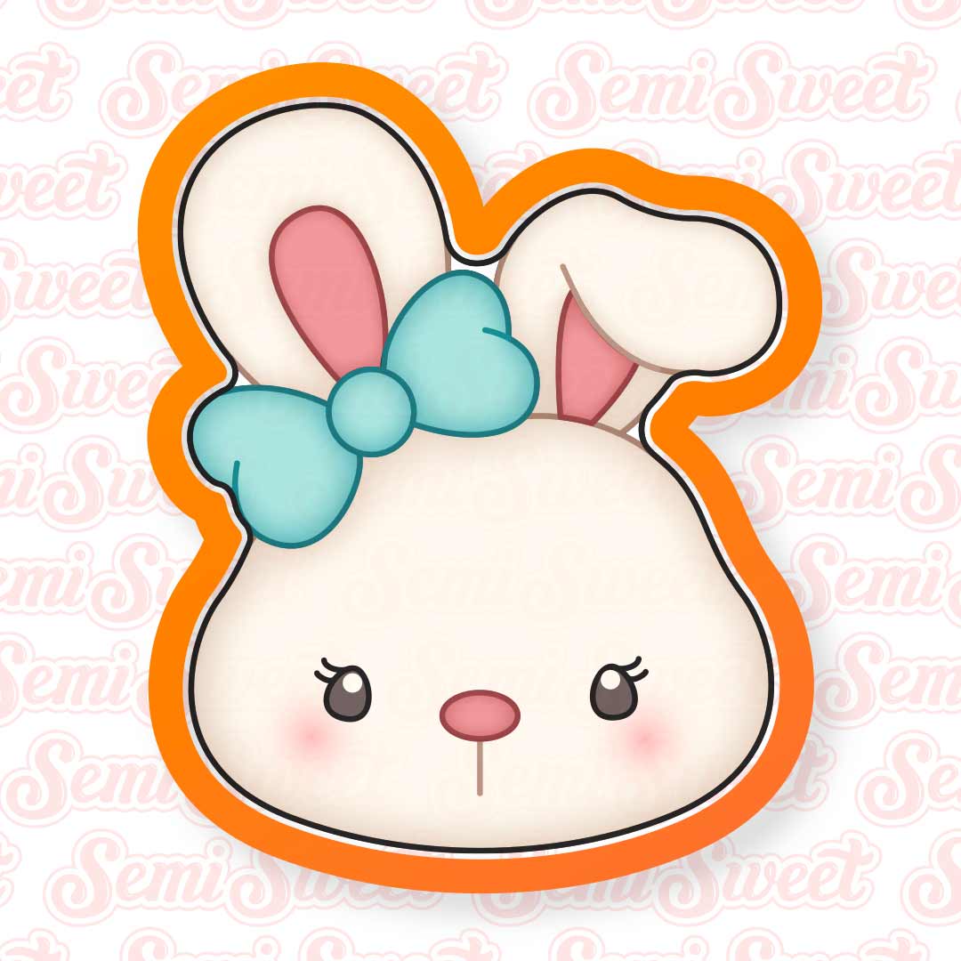 Wide Bunny Girl Head Cookie Cutter | Semi Sweet Designs