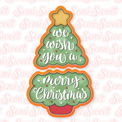2-Piece Wish You a Merry Christmas Tree Cookie Cutter Set