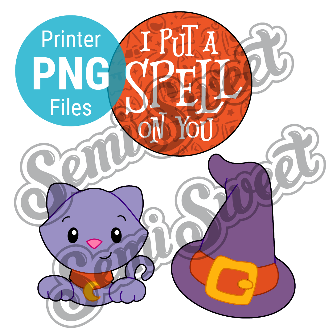 Witch Hat & Cat Platter Set - PNG Images | Semi Sweet Designs