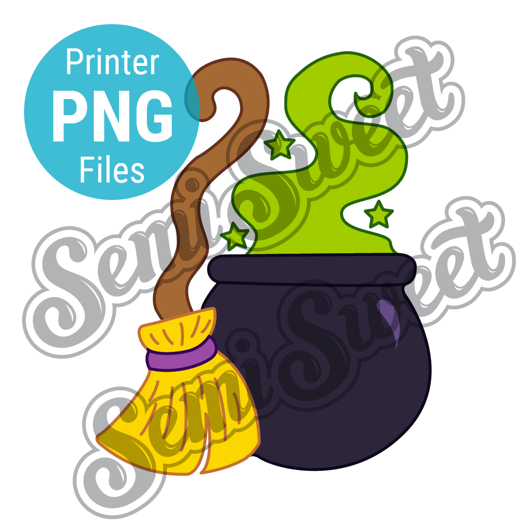 Broomstick with Cauldron - PNG Images | Semi Sweet Designs