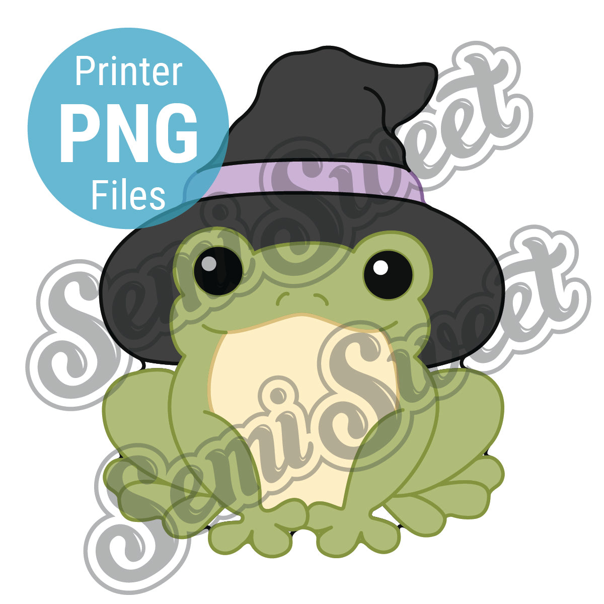 a witch frog png made by semi sweet designs
